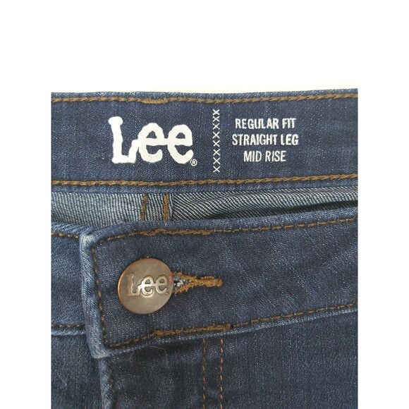 Lee Regular Fit Plus Size 20m Straight Leg Mid Rise Dark Wash Denim Jeans - Picture 2 of 13